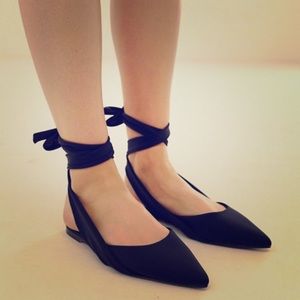 Asos Laser Tie Leg Ballet Flats - Size 7